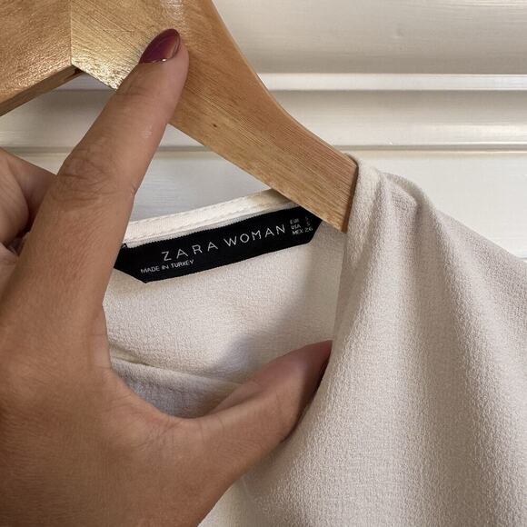 Zara woman White T Shirt Lace Panels Size Small - Picture 5 of 6